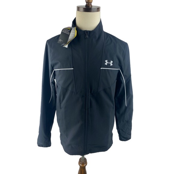 Under Armour Mens M Loose Windstrike Storm Full Zip Jacket Golf Black $100 - Picture 1 of 12